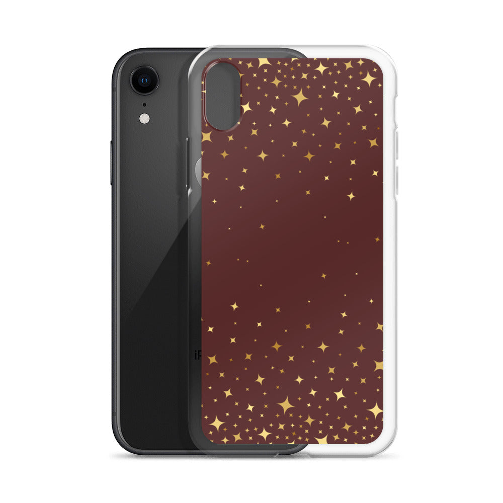 Burgundy Gold Star Clear Case for iPhone®