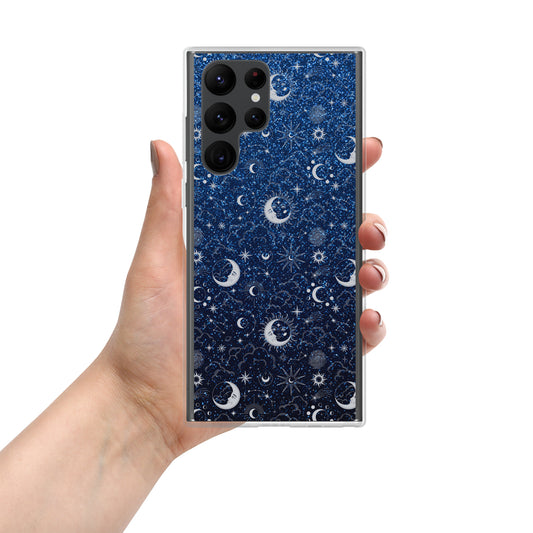 Blue Silver Glitter Moon Clear Case for Samsung®