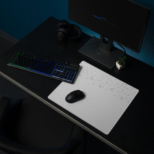 Silver Grey Moon Star Gaming Mouse Pad