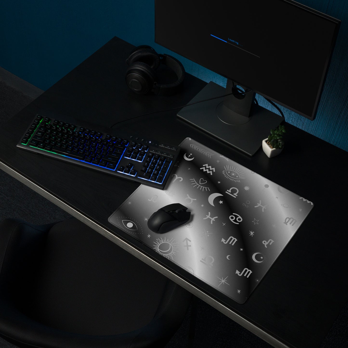 Black White Zodiac Gaming Mouse Pad