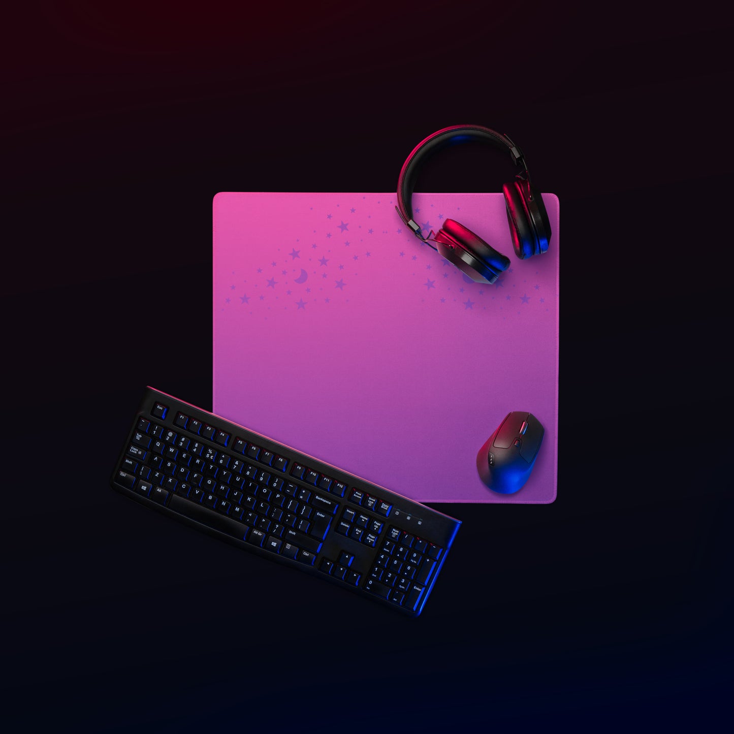 Purple Pink Gradient Star Gaming Mouse Pad