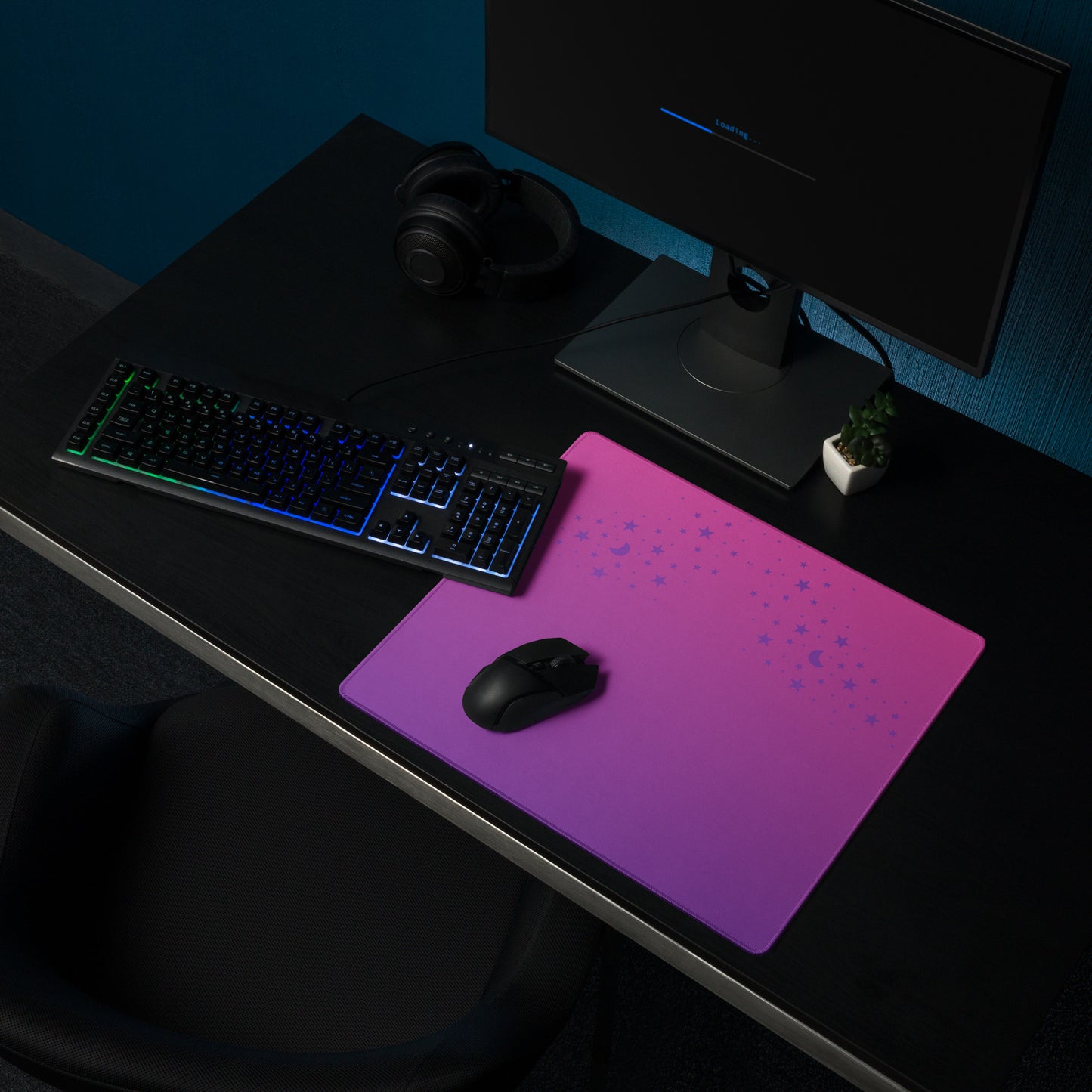 Purple Pink Gradient Star Gaming Mouse Pad