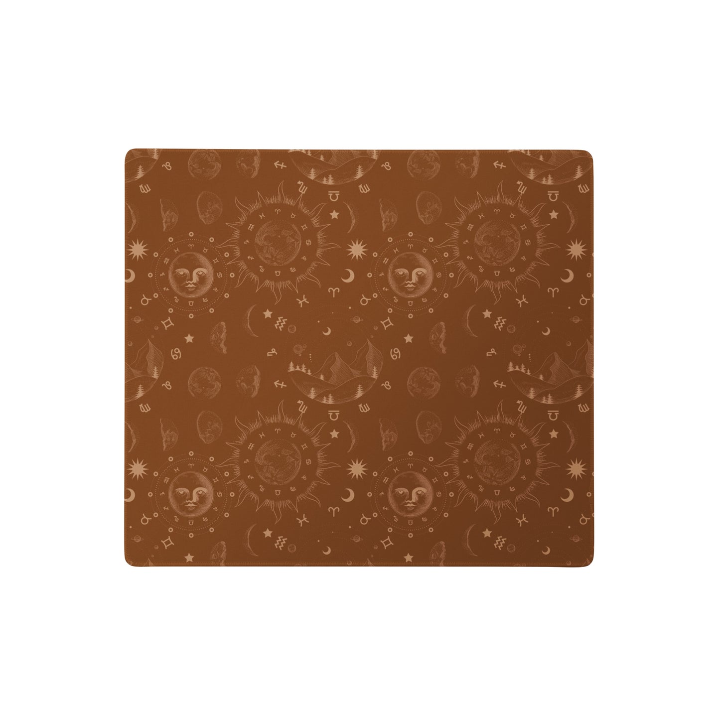 Saddle Brown Moon Galaxy Gaming Mouse Pad