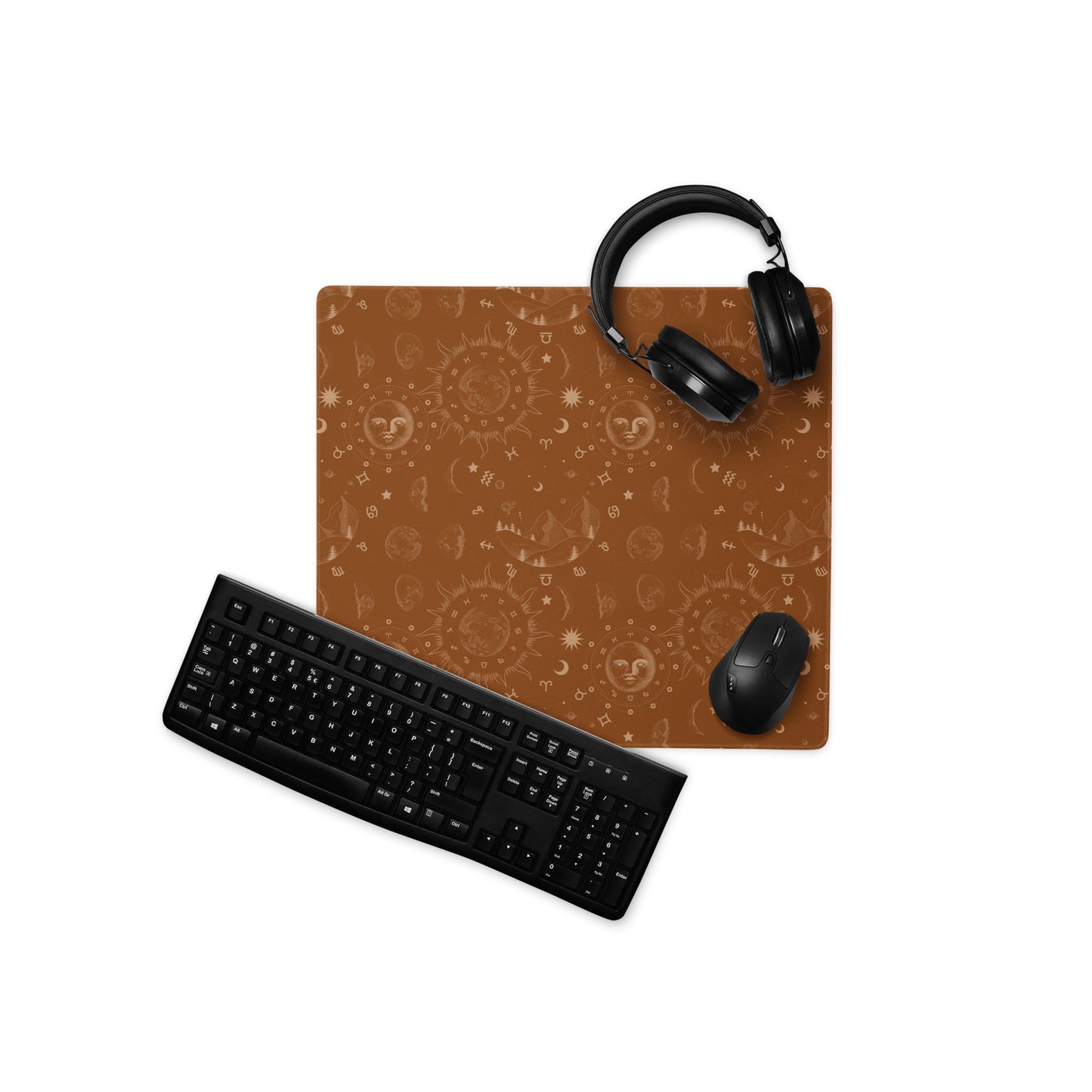 Saddle Brown Moon Galaxy Gaming Mouse Pad