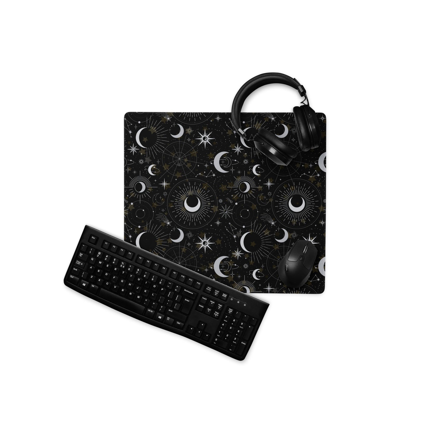 Silver Black Moon Gaming Mouse Pad