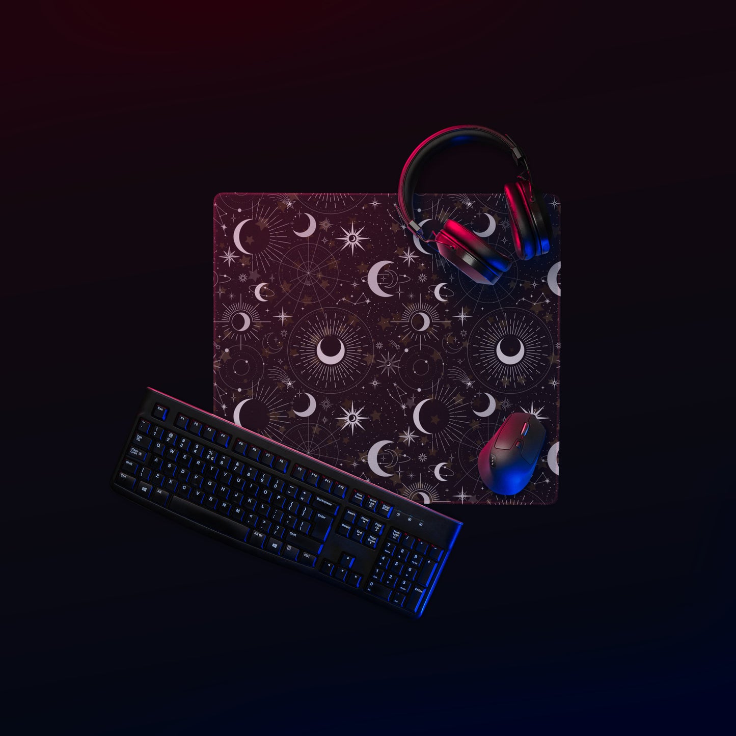 Silver Black Moon Gaming Mouse Pad