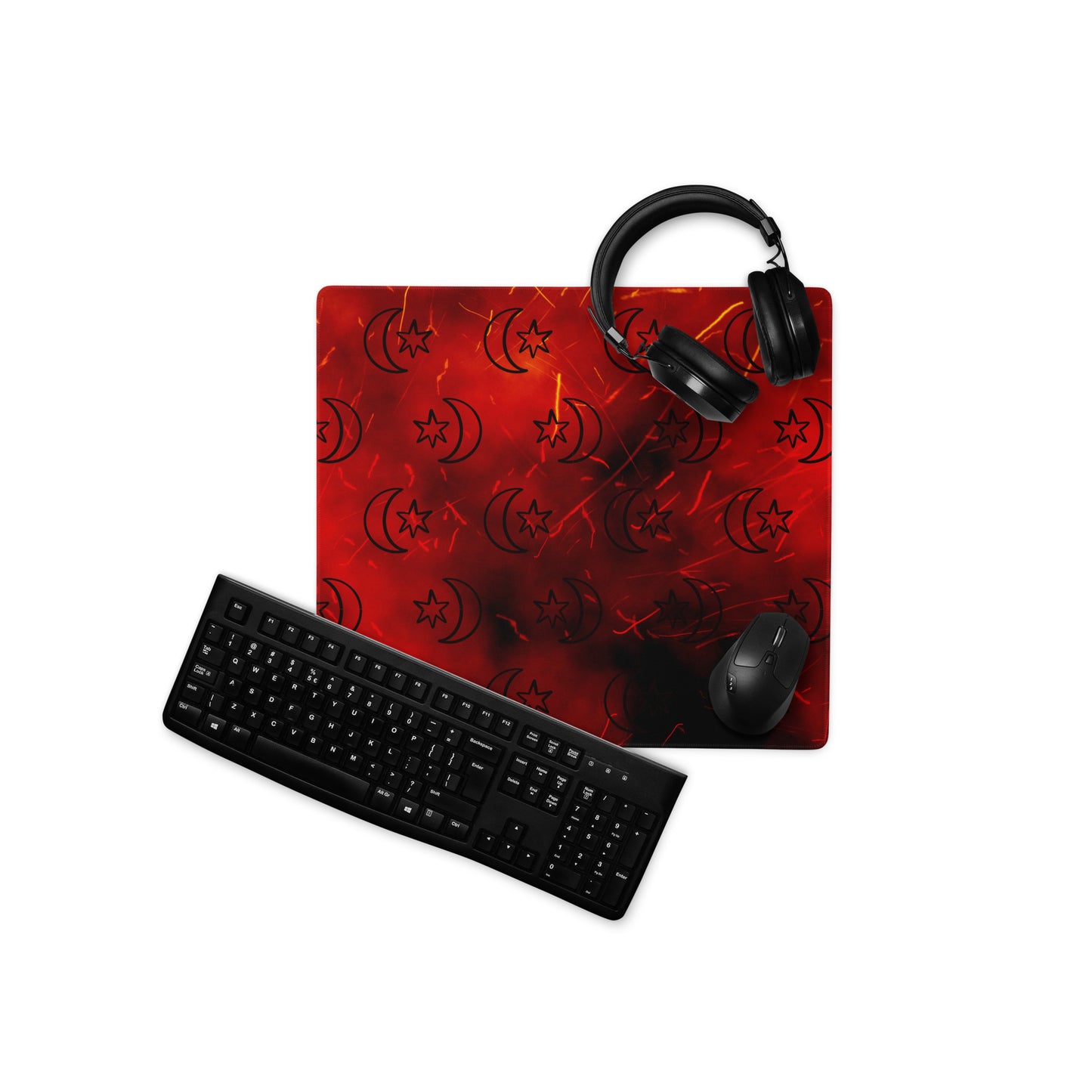 Red Moon Star Gaming Mouse Pad