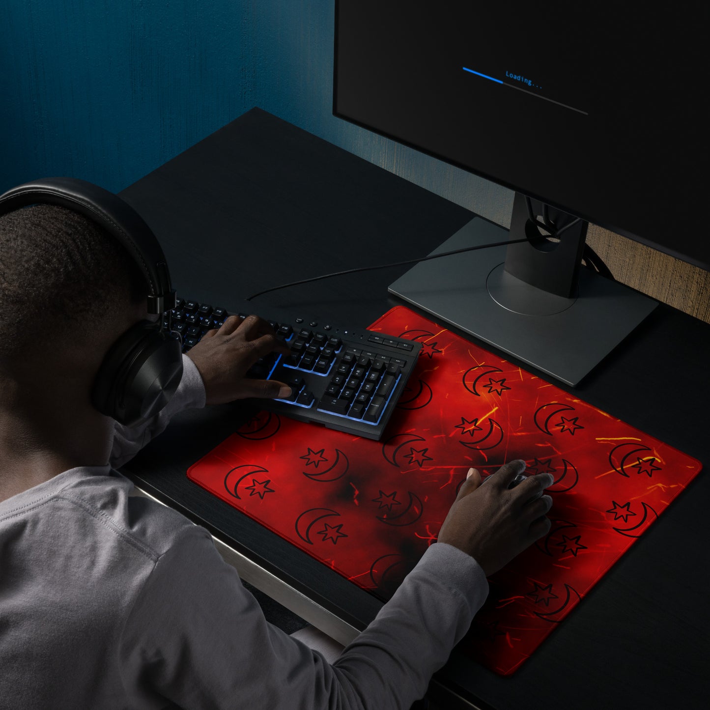 Red Moon Star Gaming Mouse Pad