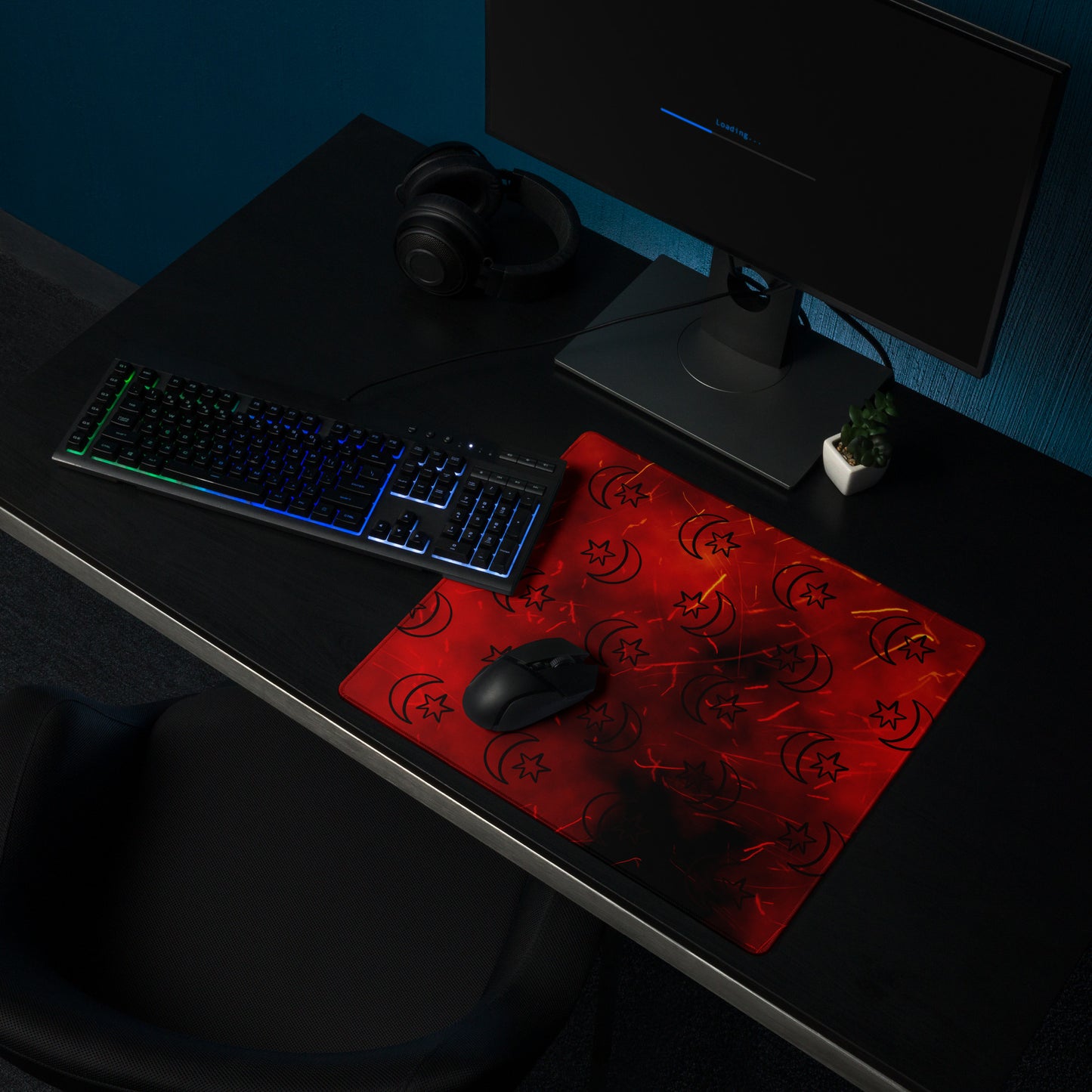 Red Moon Star Gaming Mouse Pad