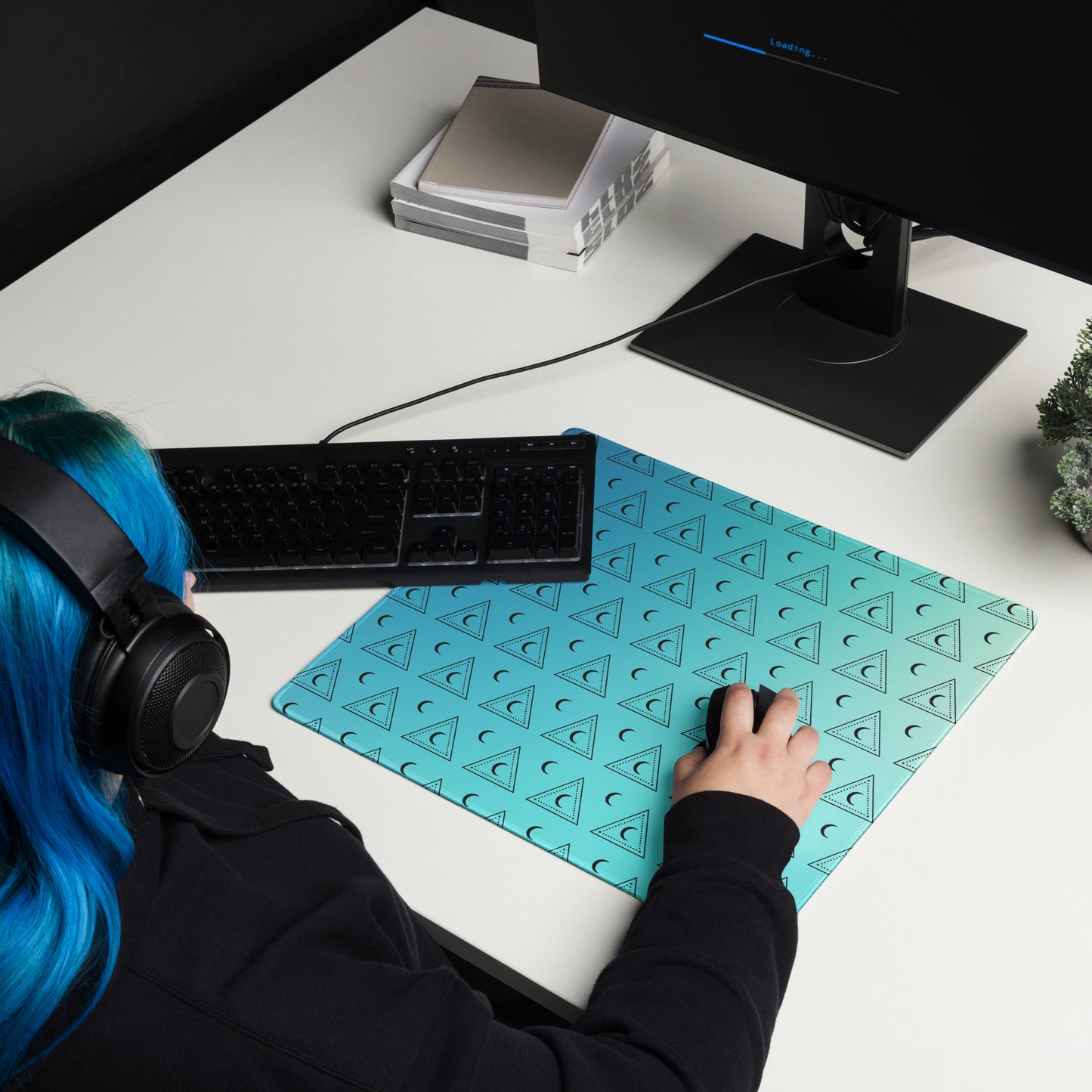 Blue Moon Triangle Gaming Mouse Pad