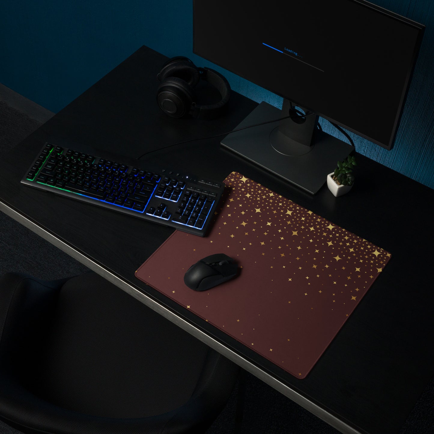 Burgundy Gold Star Gaming Mouse Pad