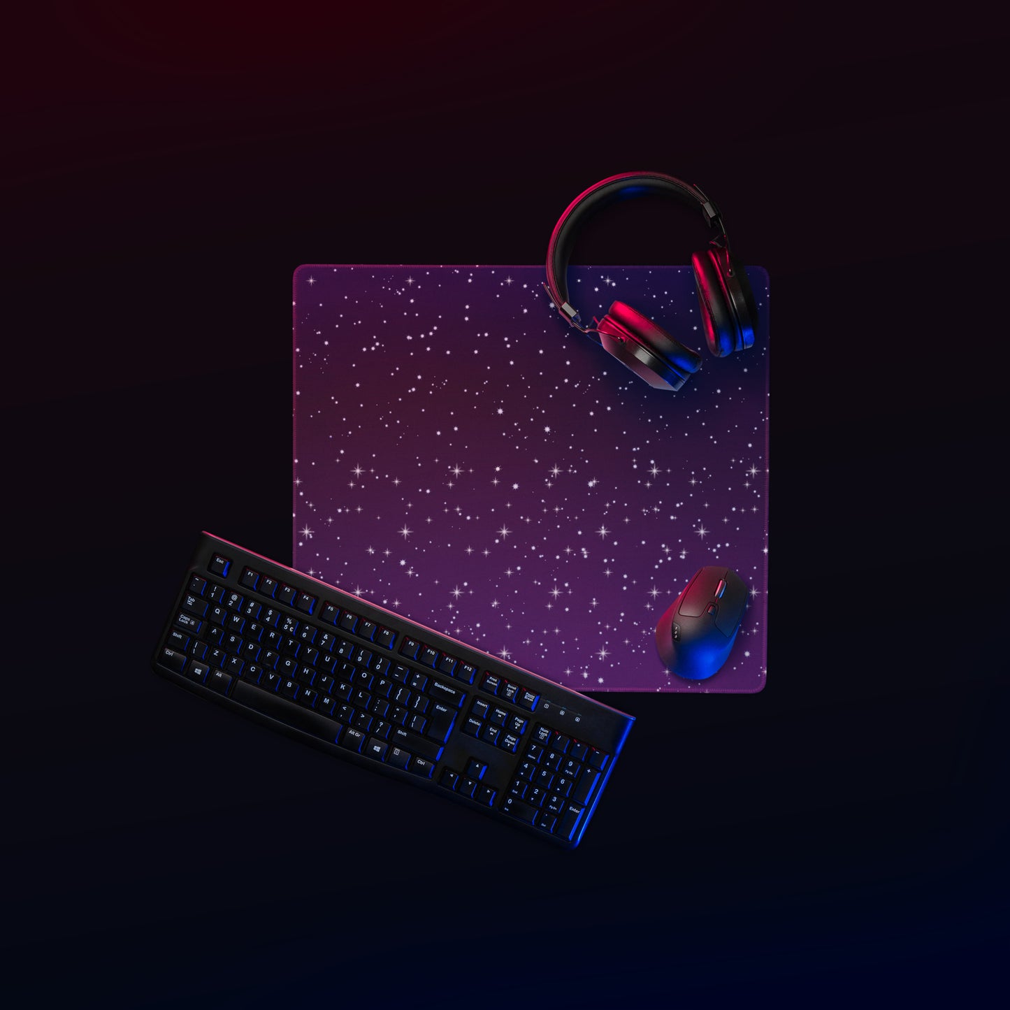 Purple Black Star Galaxy Gaming Mouse Pad