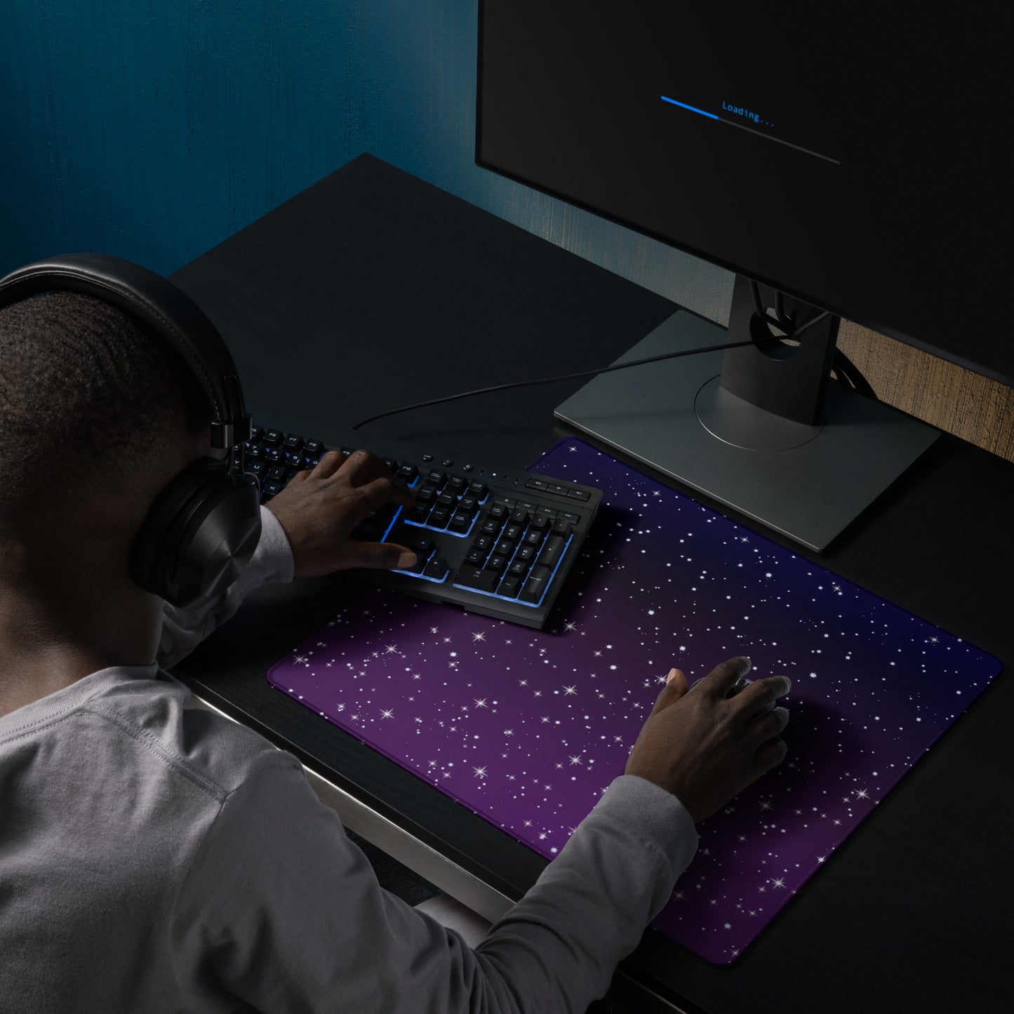 Purple Black Star Galaxy Gaming Mouse Pad