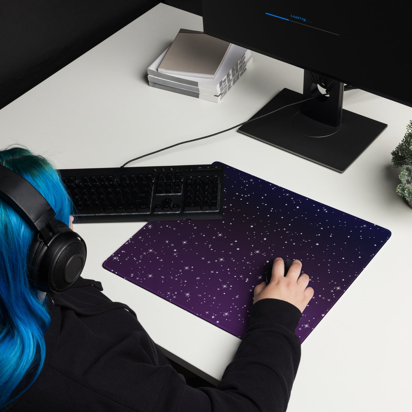 Purple Black Star Galaxy Gaming Mouse Pad