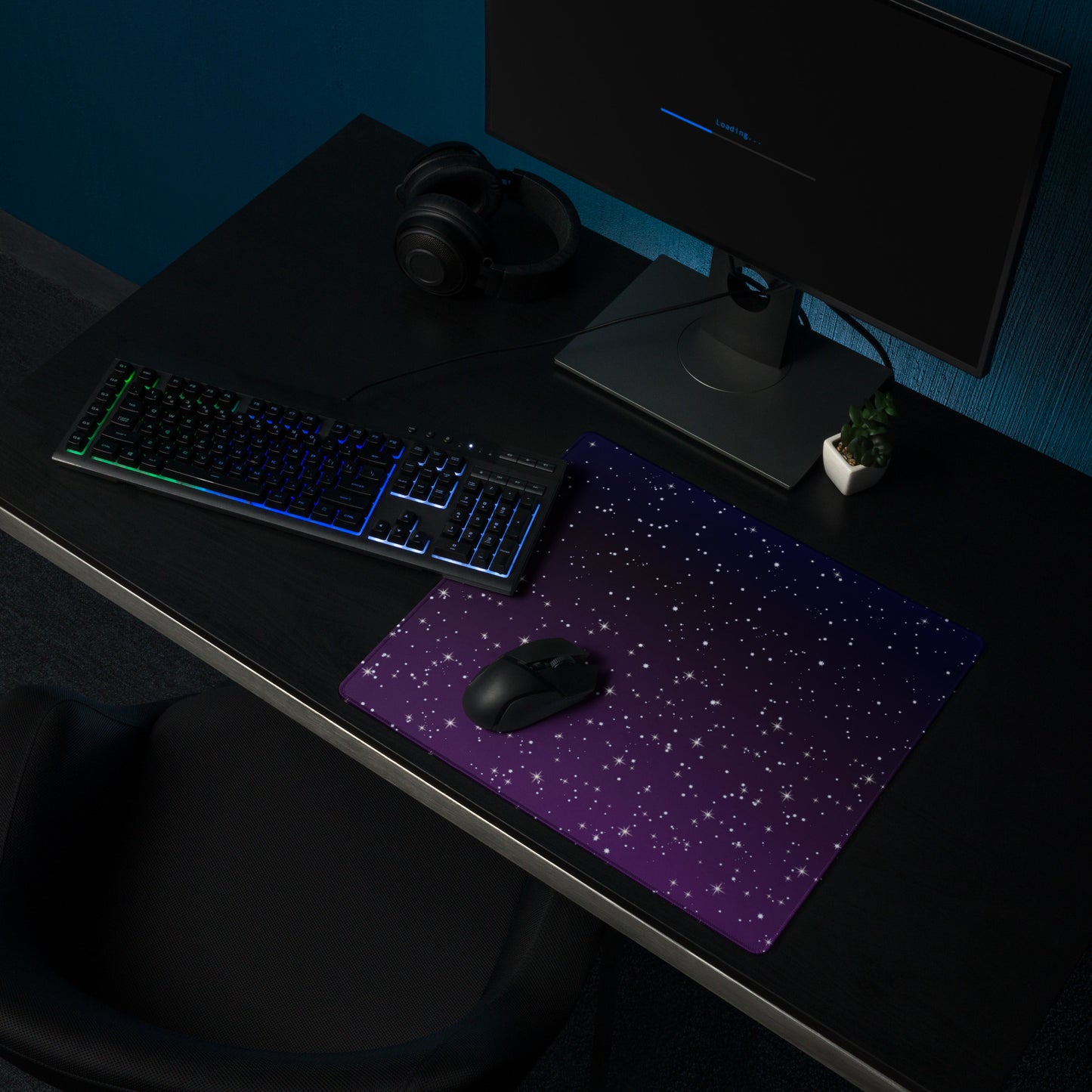 Purple Black Star Galaxy Gaming Mouse Pad