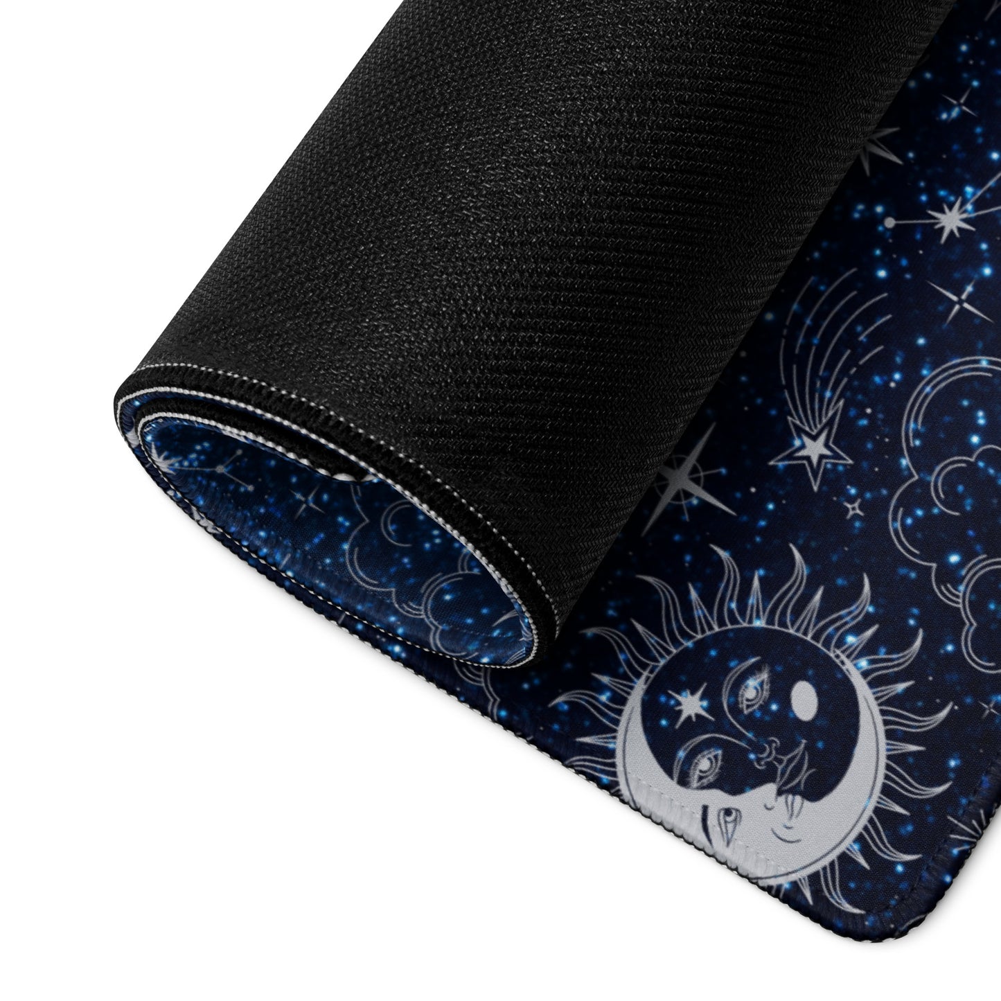 Blue Silver Glitter Moon Gaming Mouse Pad