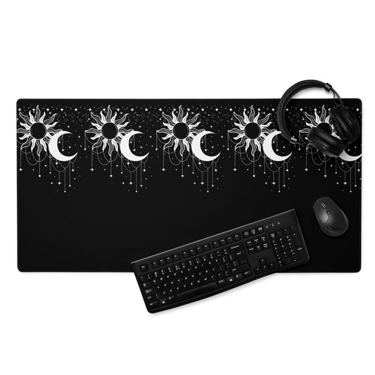 White Black Sun Moon Gaming Mouse Pad