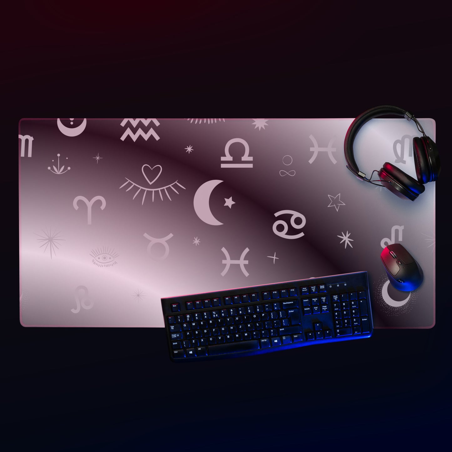 Black White Zodiac Gaming Mouse Pad