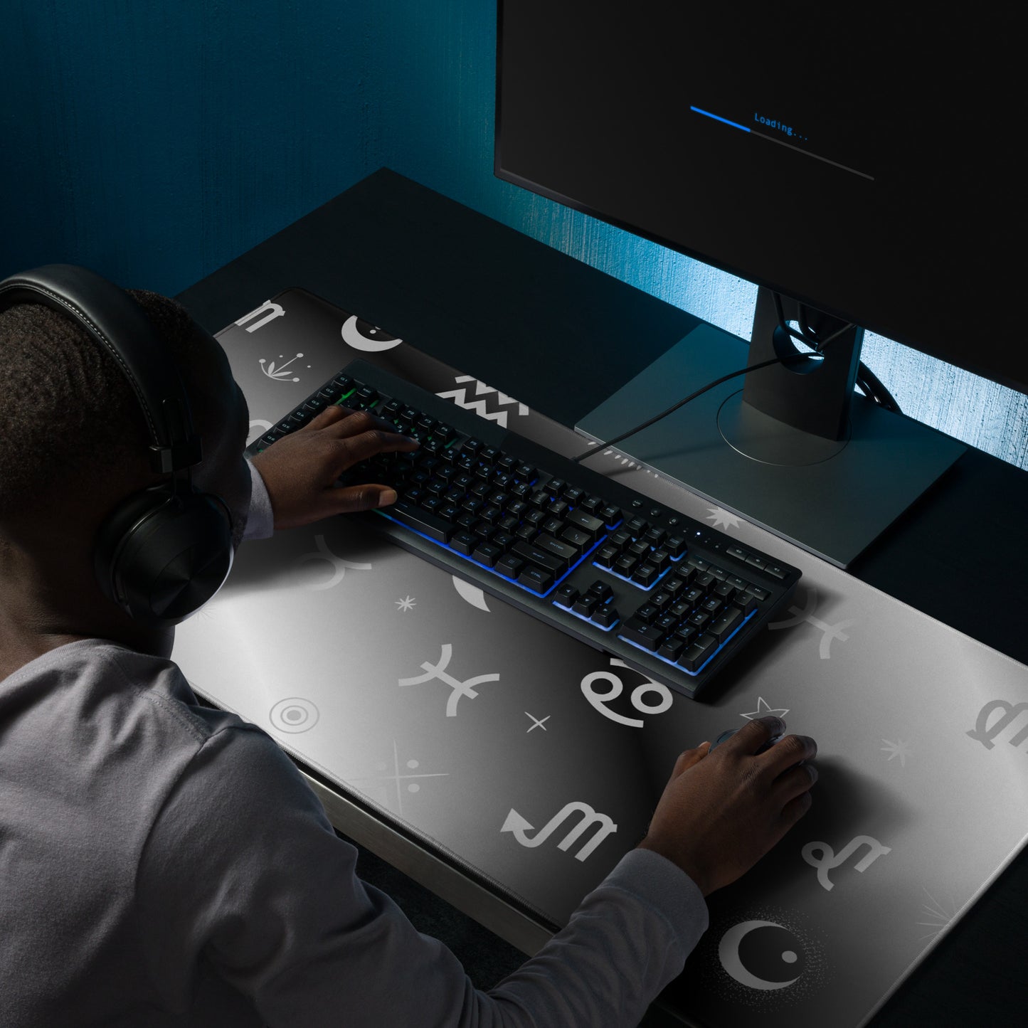 Black White Zodiac Gaming Mouse Pad