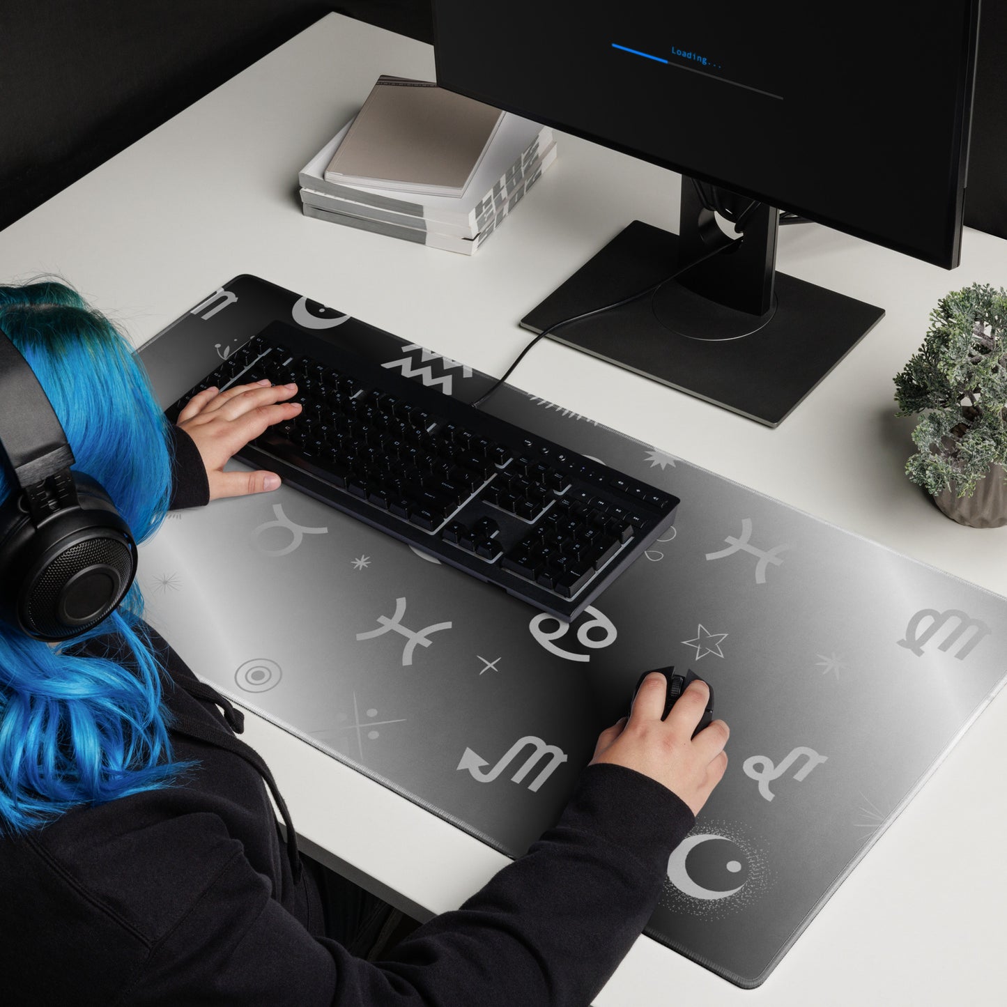 Black White Zodiac Gaming Mouse Pad