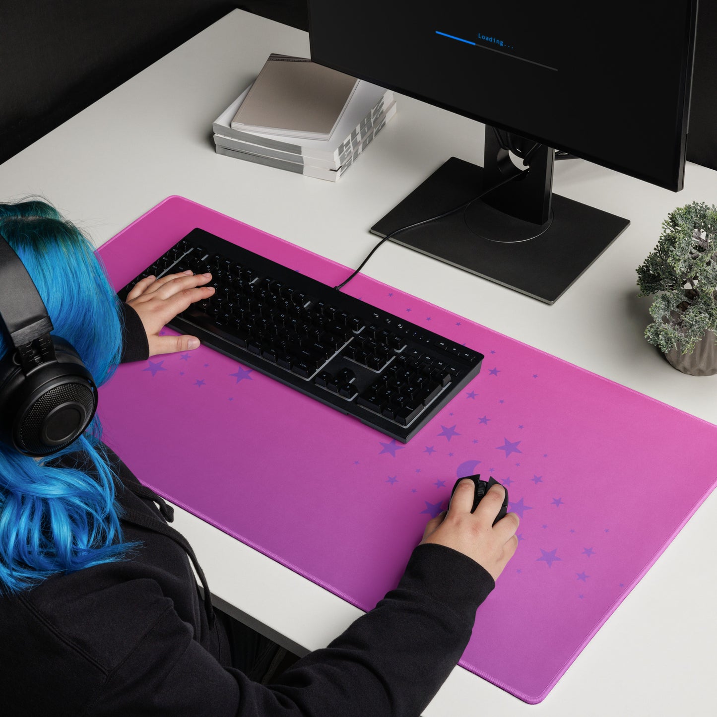 Purple Pink Gradient Star Gaming Mouse Pad