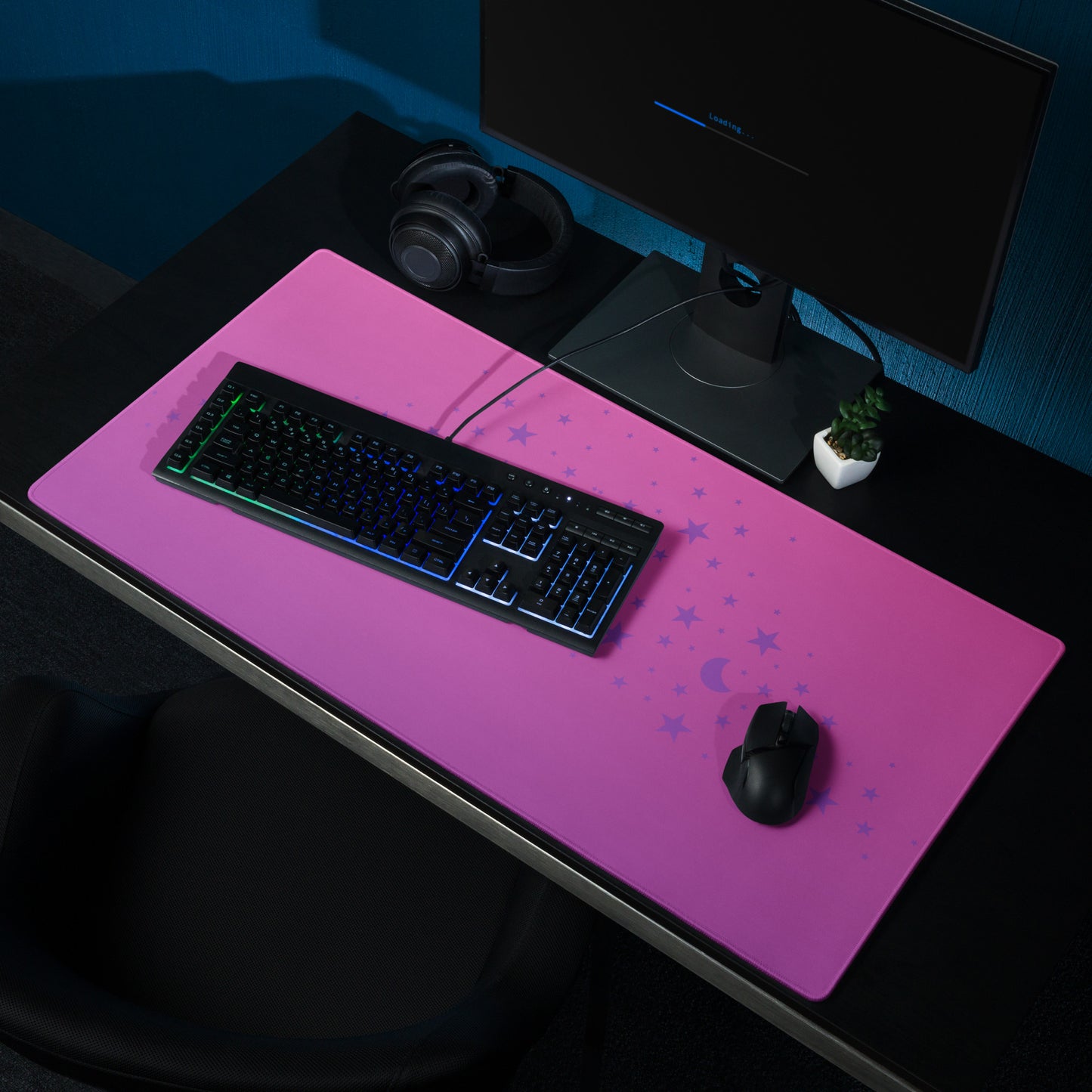 Purple Pink Gradient Star Gaming Mouse Pad