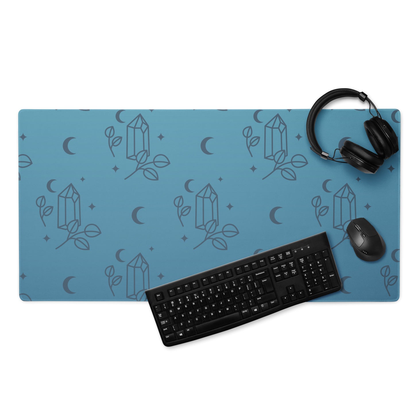 Blue Gradient Crystal Moon Gaming Mouse Pad