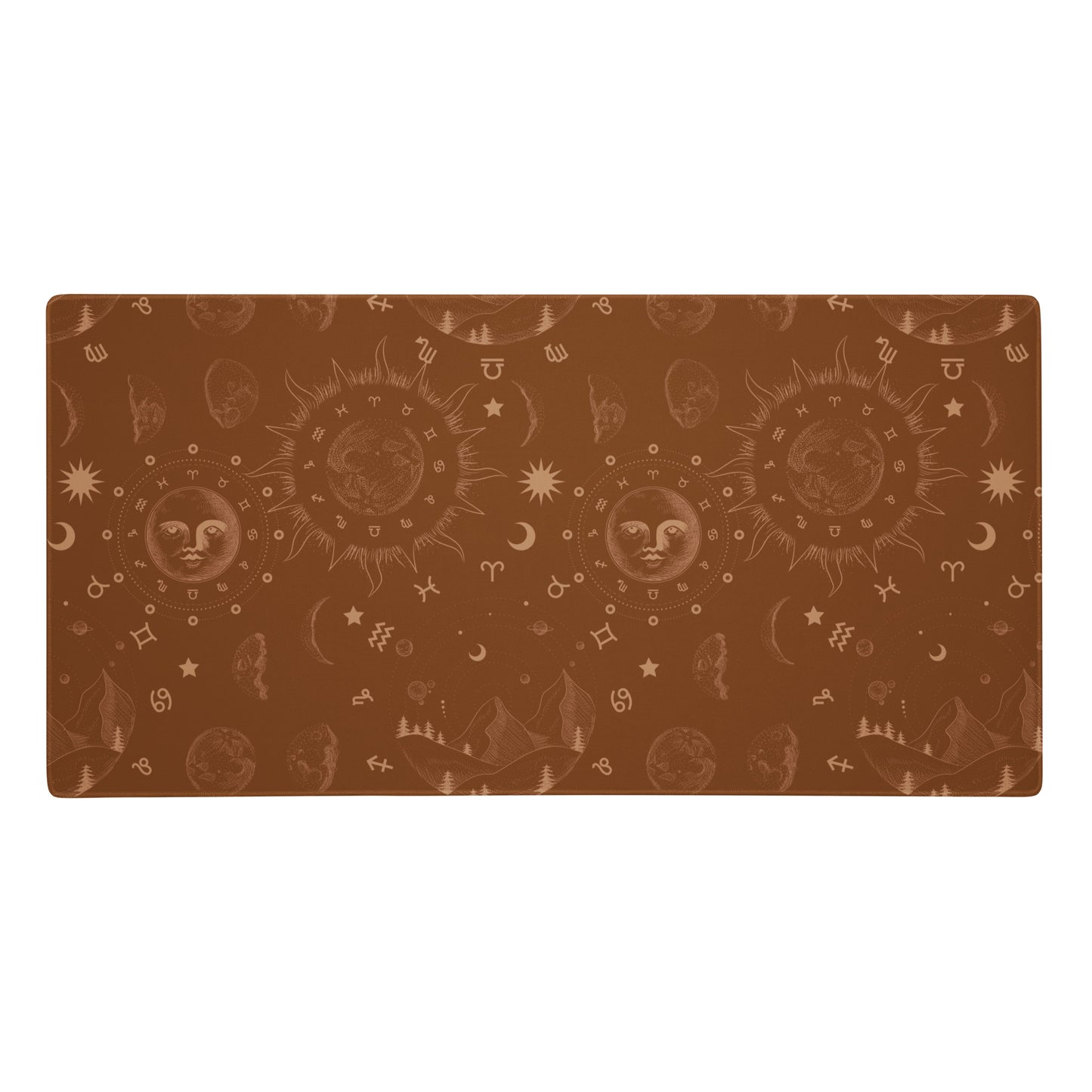 Saddle Brown Moon Galaxy Gaming Mouse Pad