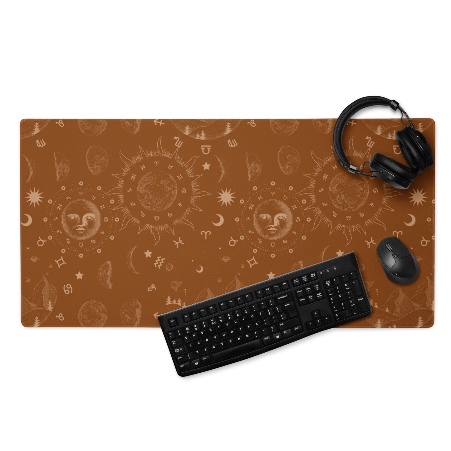 Saddle Brown Moon Galaxy Gaming Mouse Pad