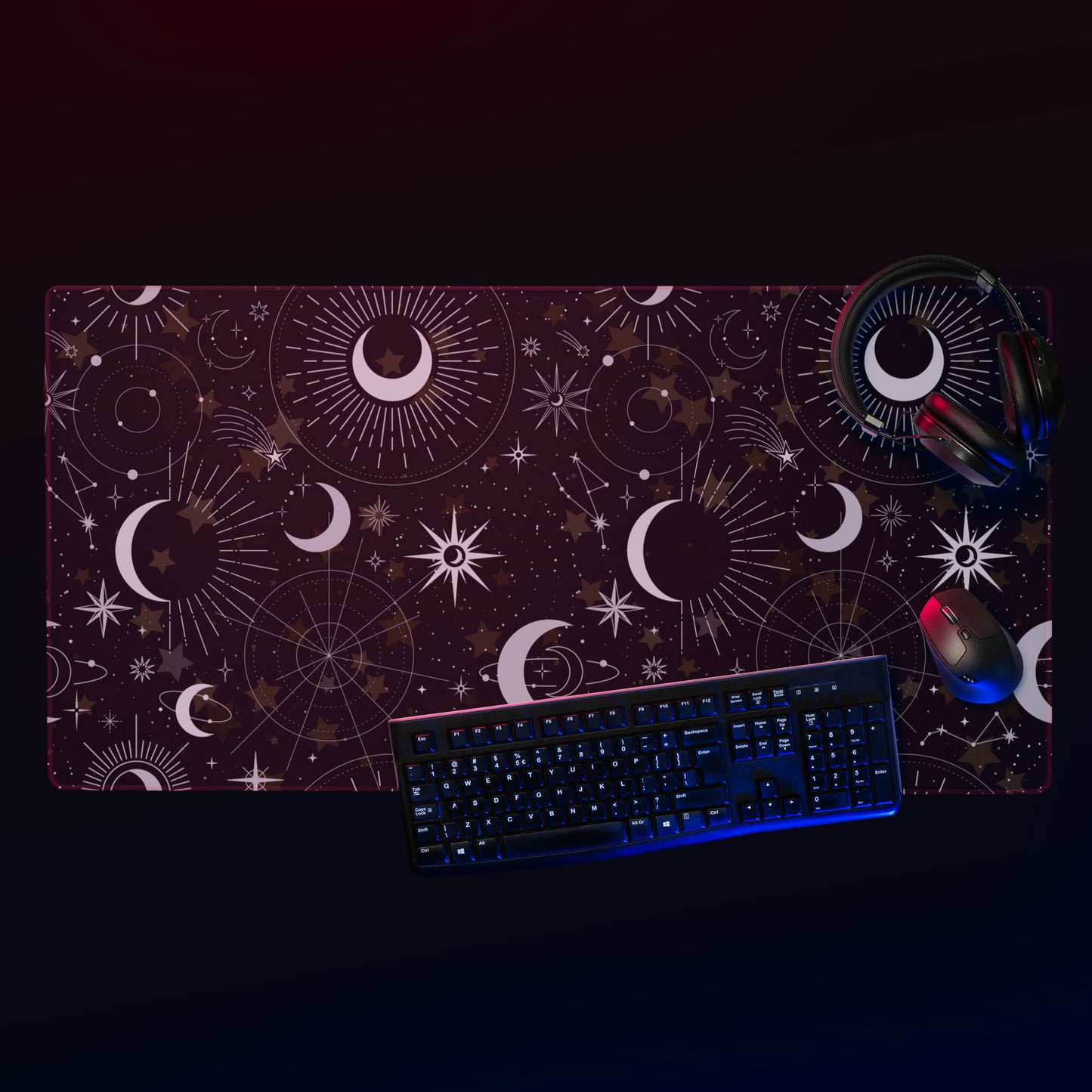 Silver Black Moon Gaming Mouse Pad