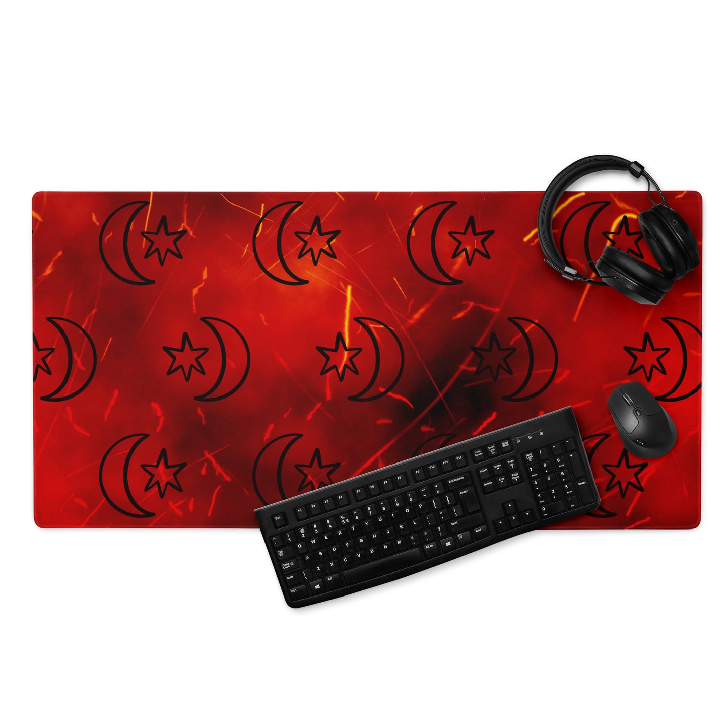 Red Moon Star Gaming Mouse Pad