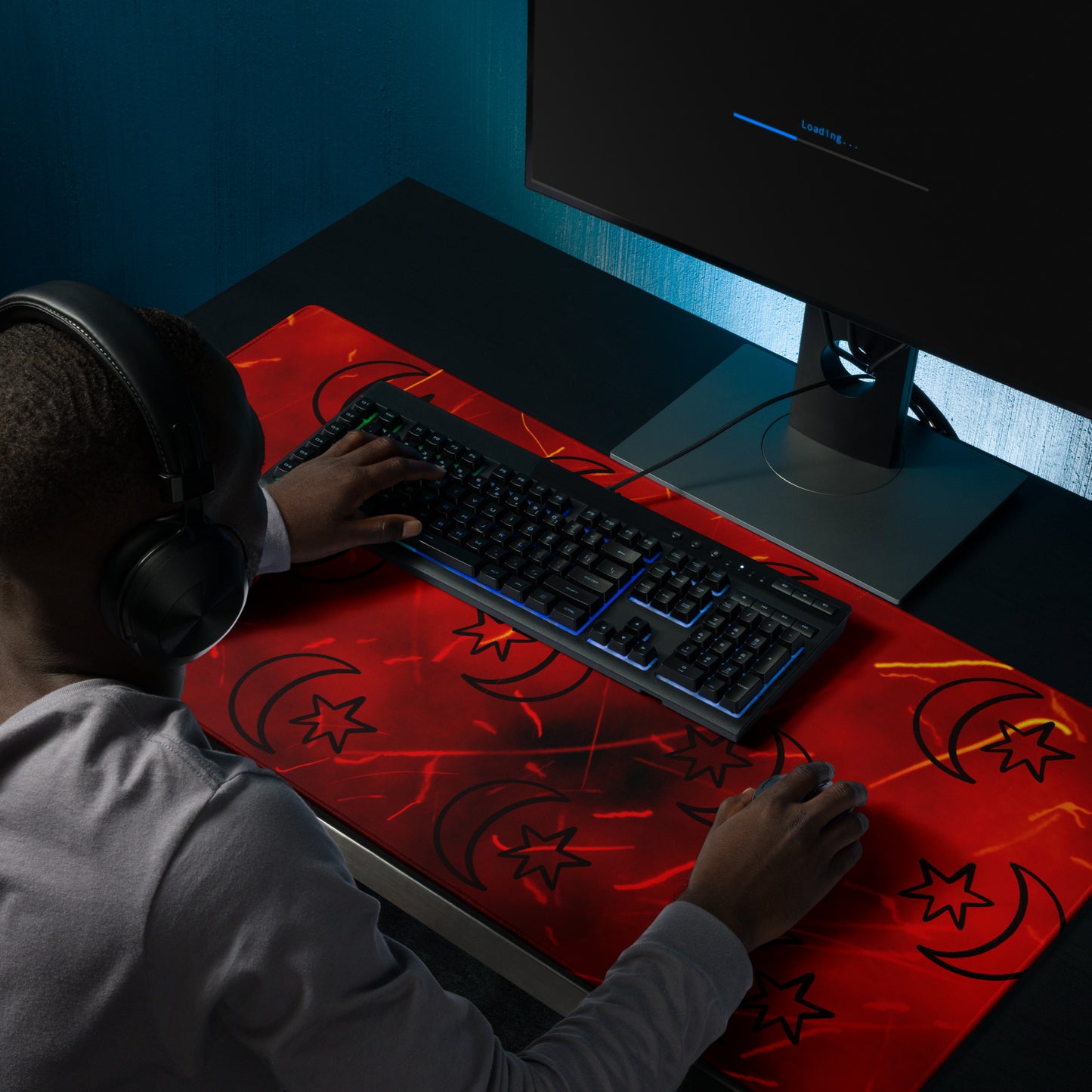 Red Moon Star Gaming Mouse Pad