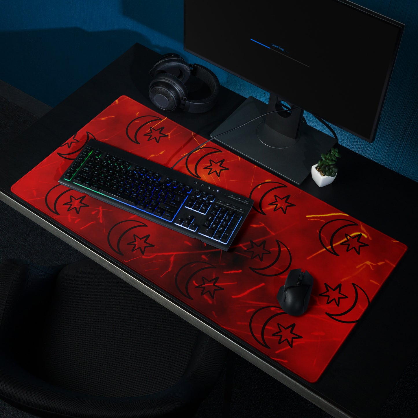 Red Moon Star Gaming Mouse Pad