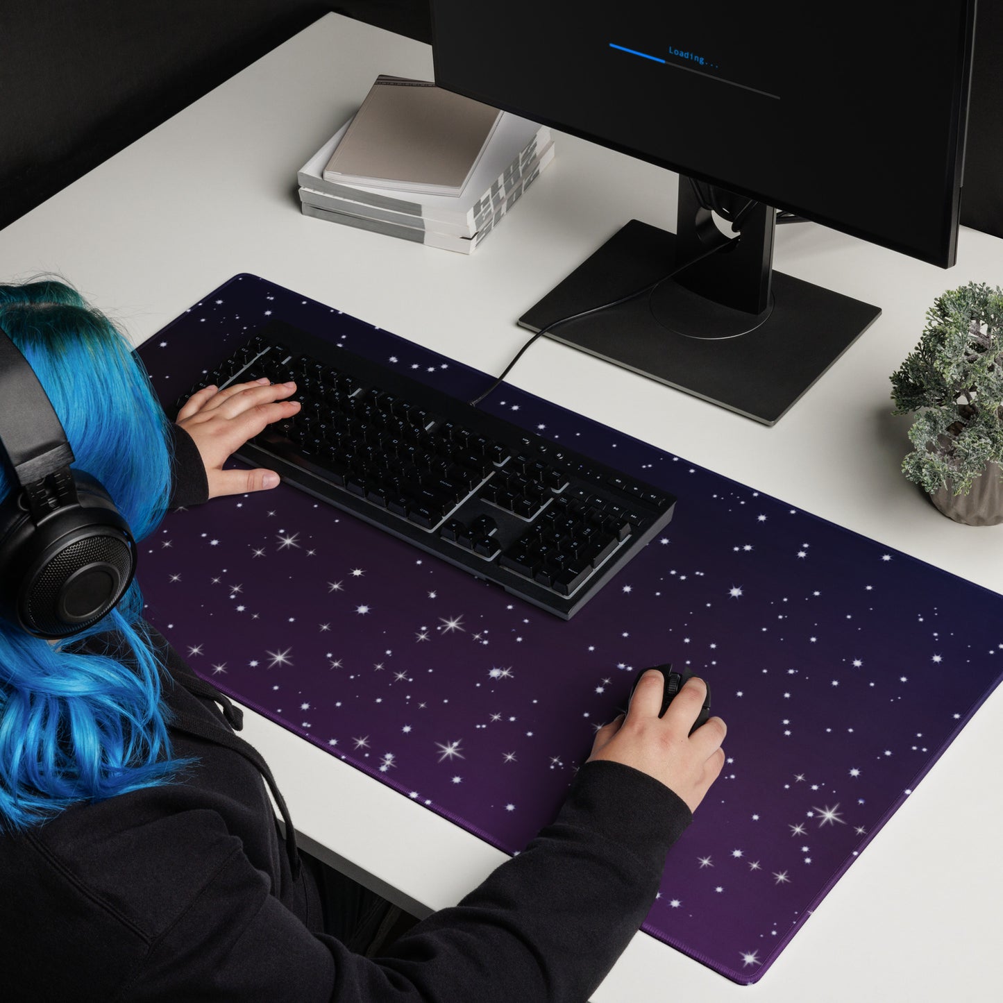 Purple Black Star Galaxy Gaming Mouse Pad