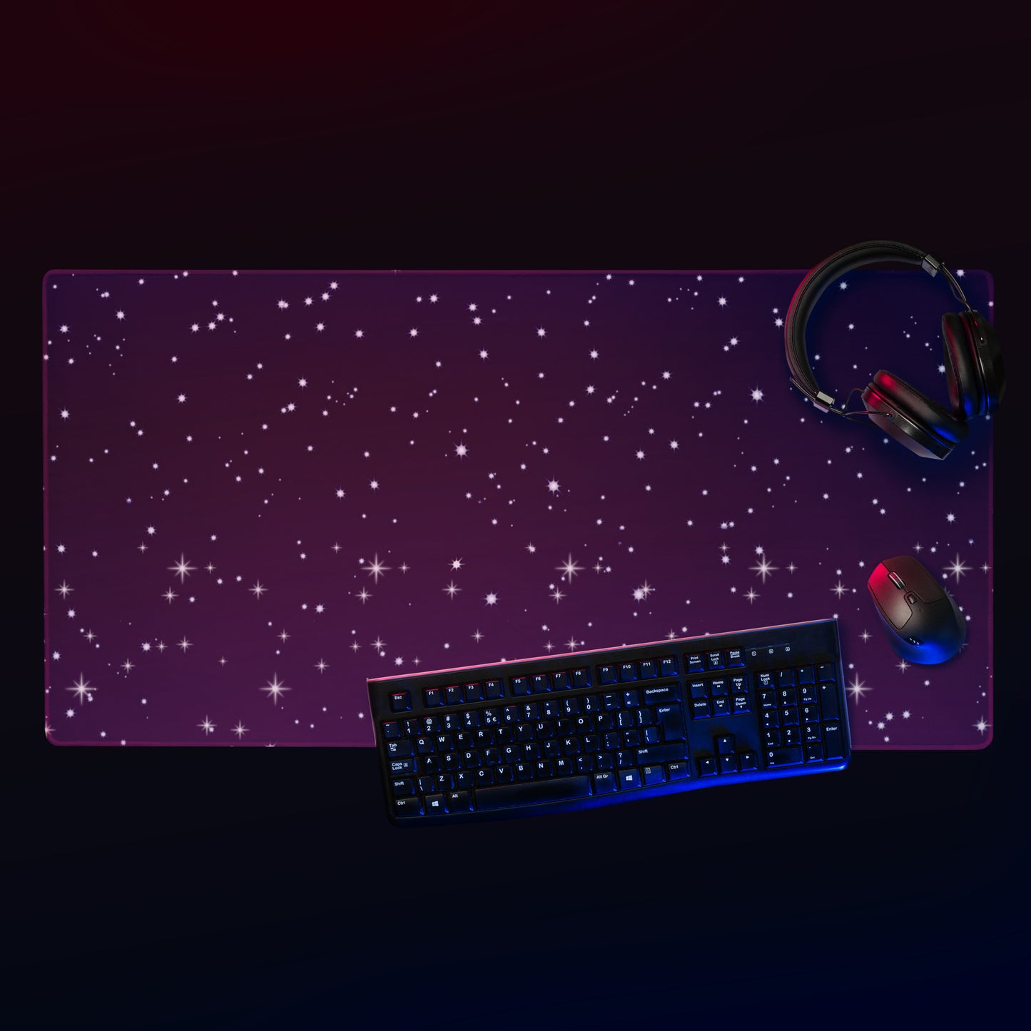 Purple Black Star Galaxy Gaming Mouse Pad