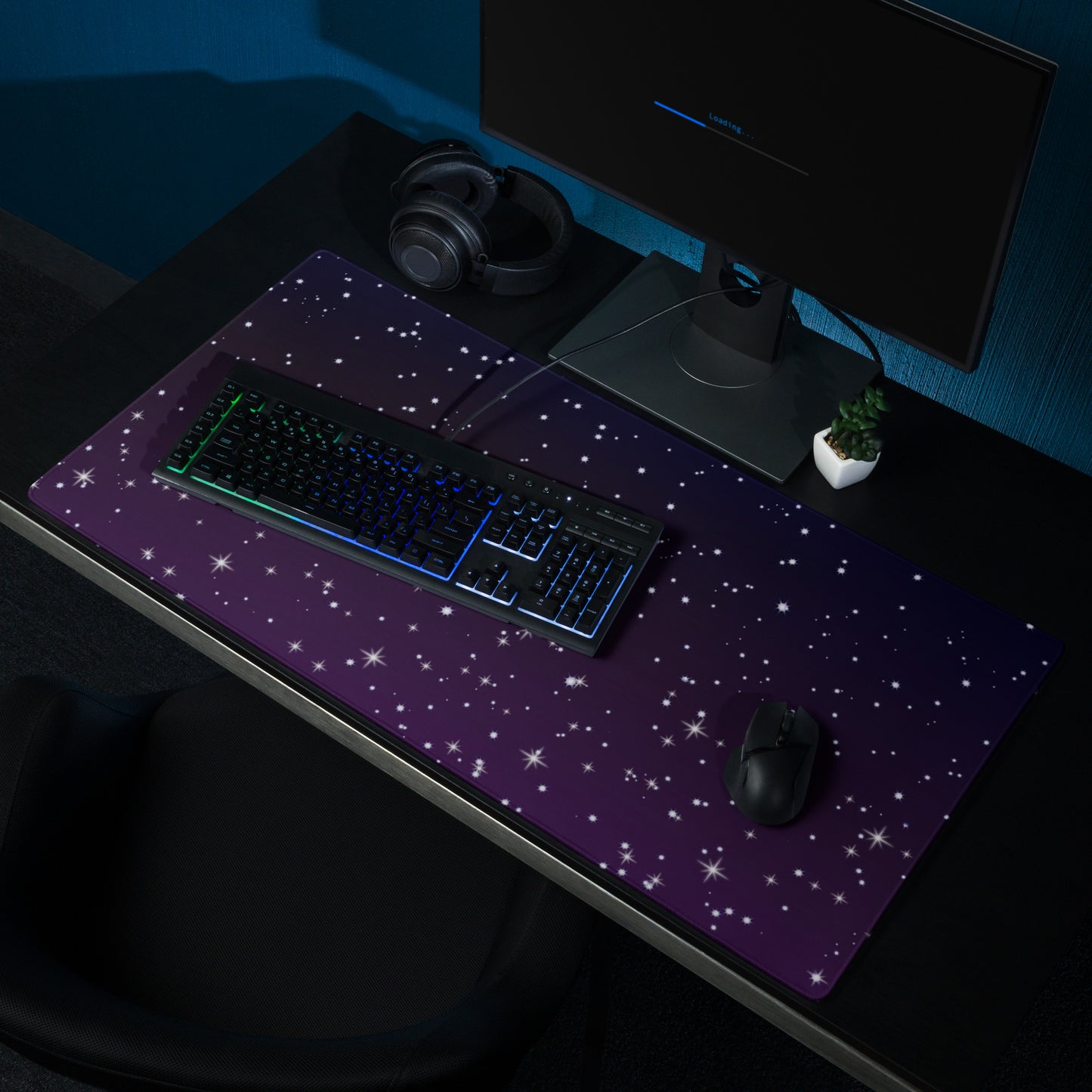 Purple Black Star Galaxy Gaming Mouse Pad