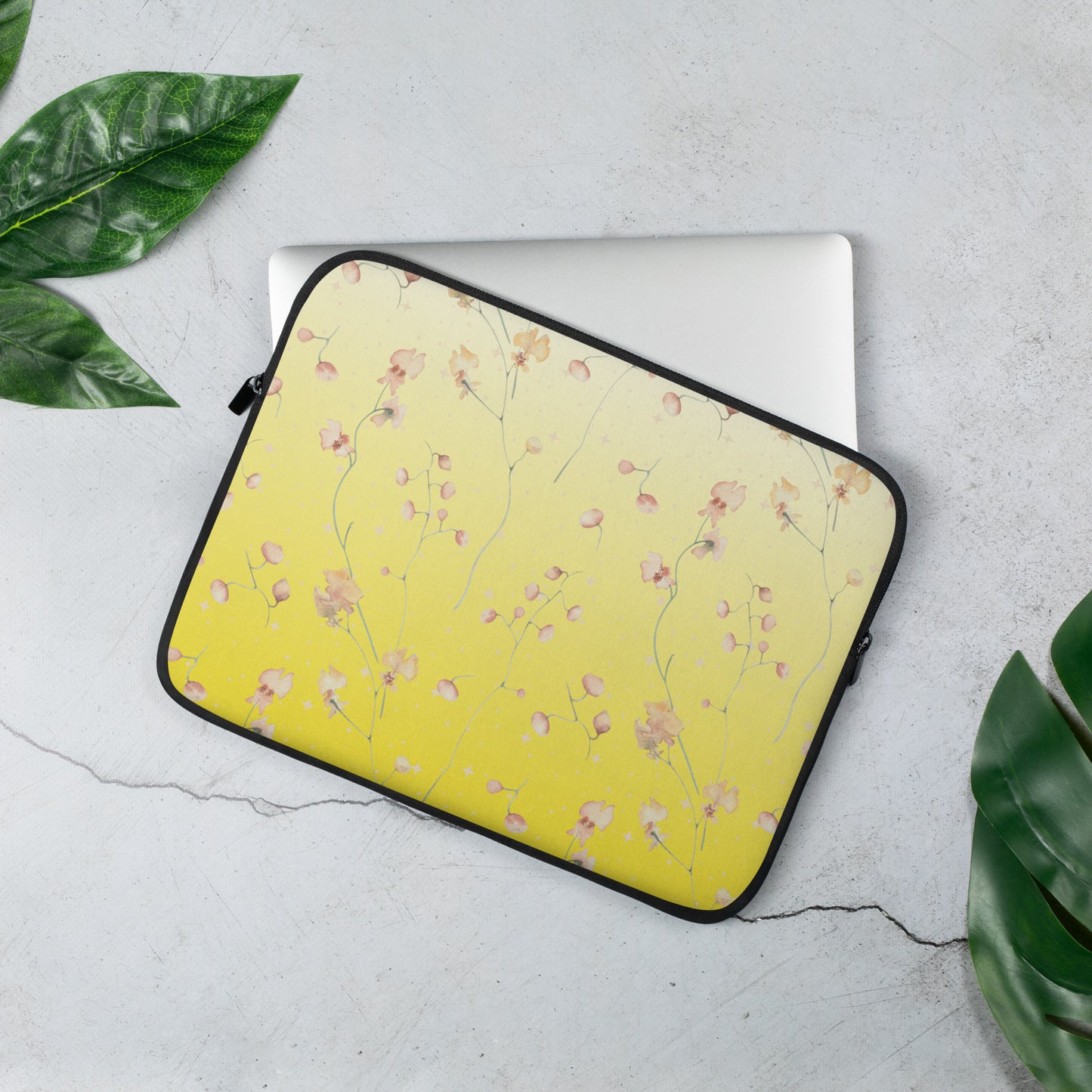 Yellow Botanical Flower Star Laptop Sleeve