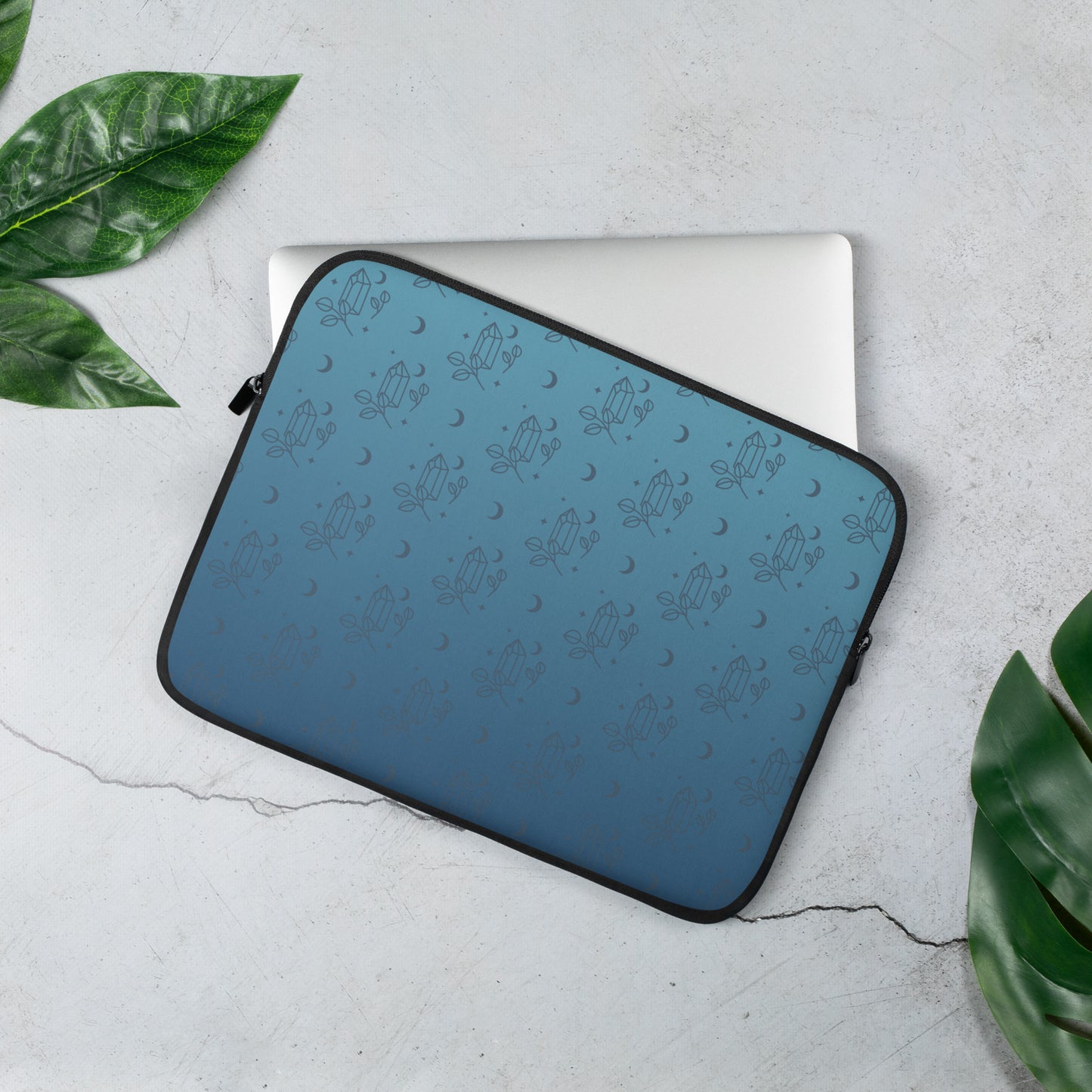 Blue Gradient Crystal Moon Laptop Sleeve