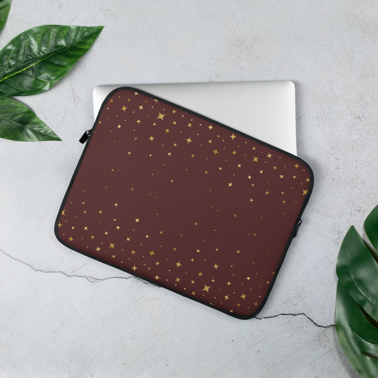 Burgundy Gold Star Laptop Sleeve