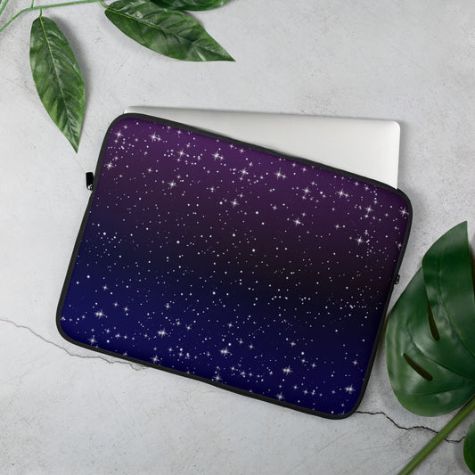 Purple Black Star Galaxy Laptop Sleeve