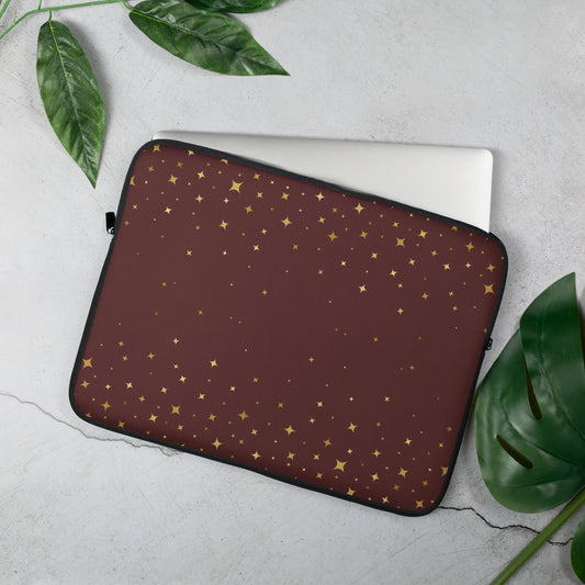 Burgundy Gold Star Laptop Sleeve