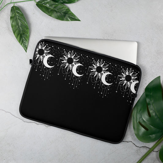 White Black Sun Moon Laptop Sleeve