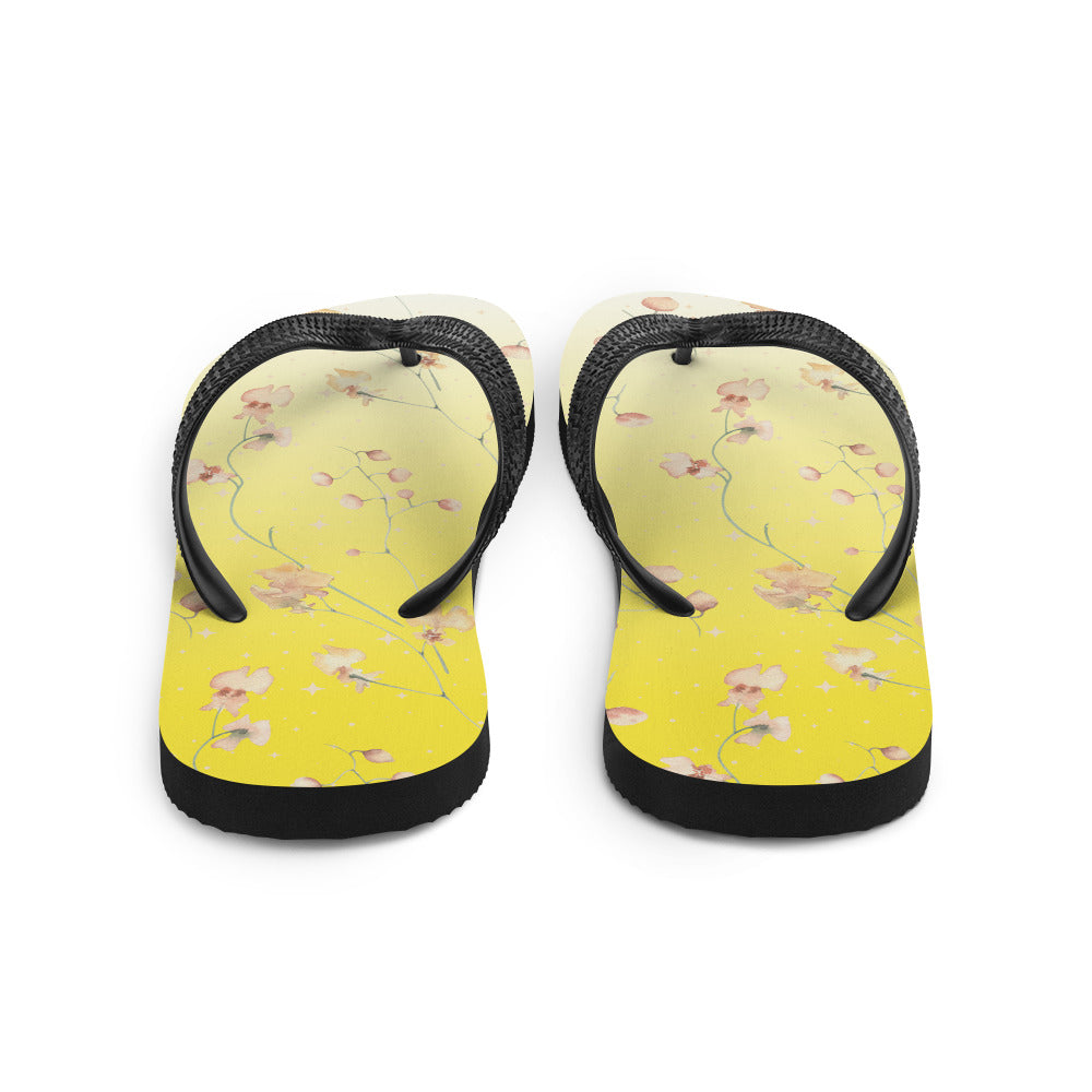 Yellow Botanical Flower Star Flip-Flops