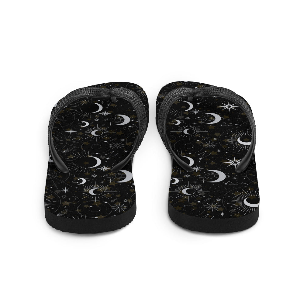 Silver Black Moon Flip-Flops