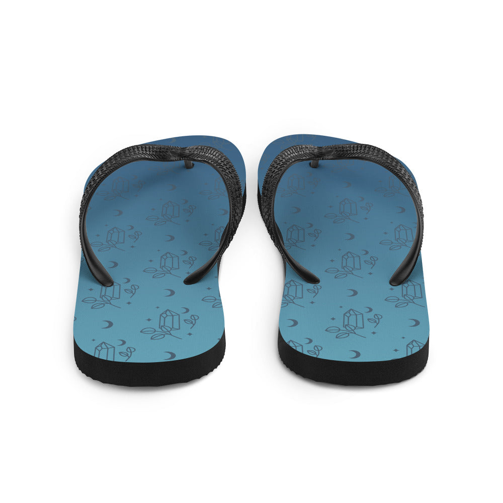 Blue Gradient Crystal Moon Flip-Flops