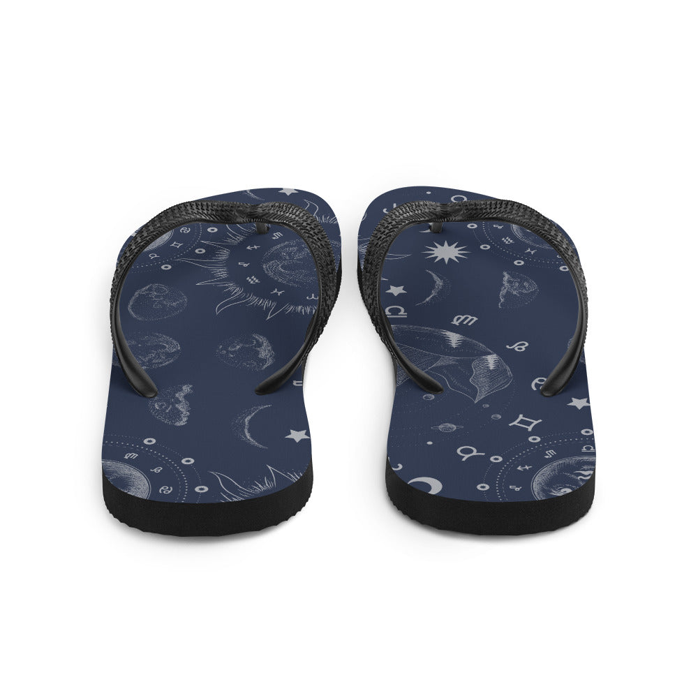 Navy Blue Moon Zodiac Flip-Flops