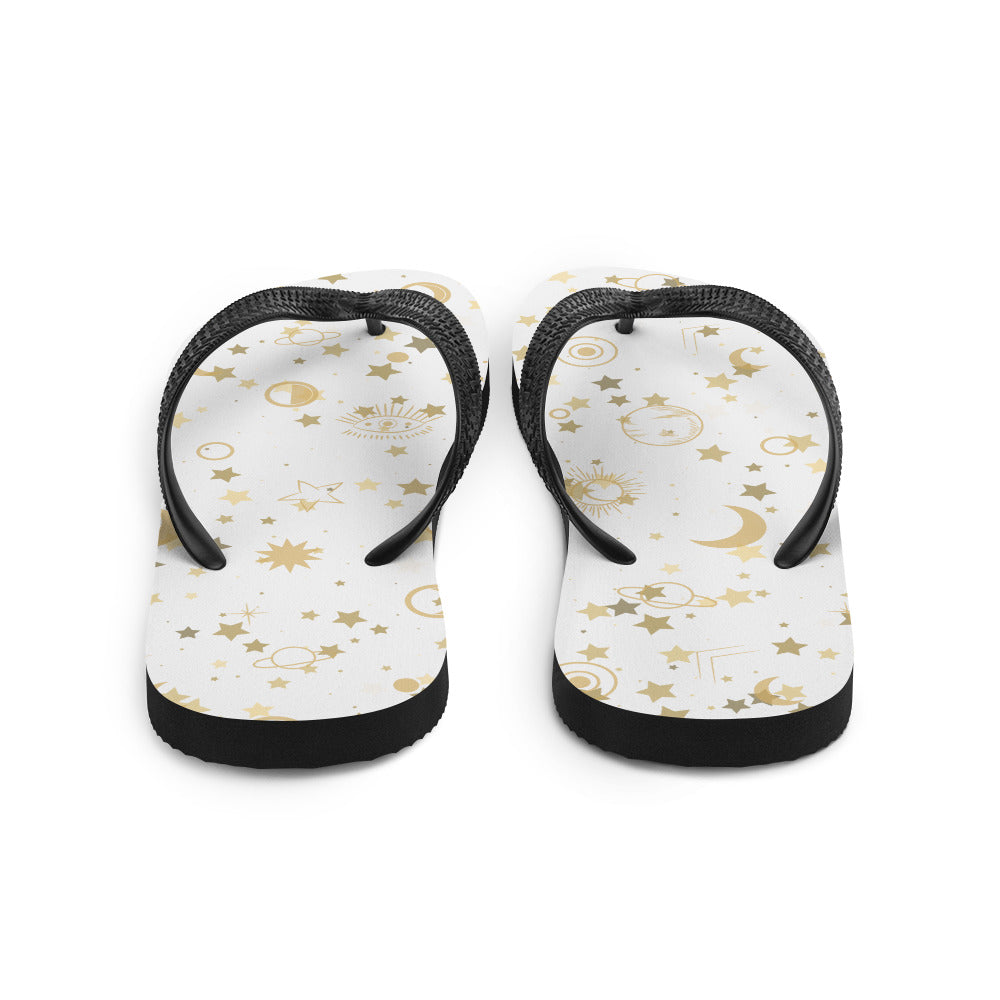 Golden Star Galaxy Flip-Flops