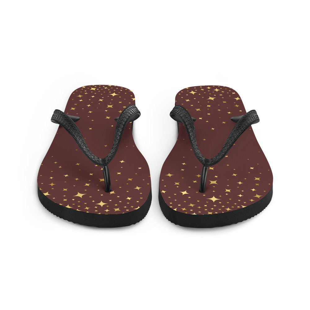 Burgundy Gold Star Flip-Flops