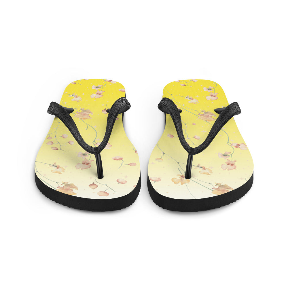 Yellow Botanical Flower Star Flip-Flops