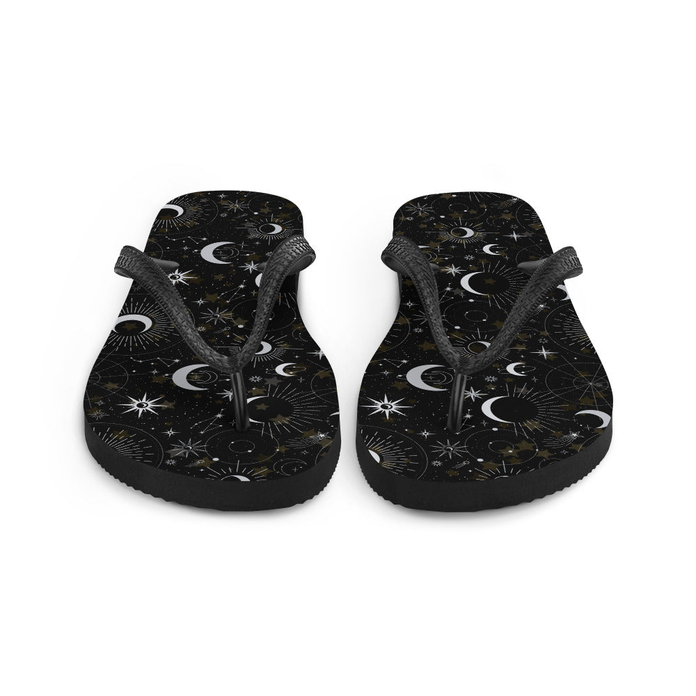 Silver Black Moon Flip-Flops